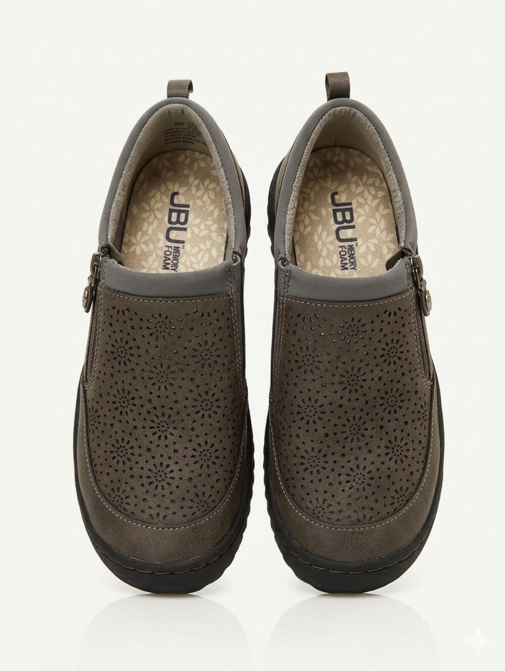 JBU Women's Charcoal Perforated Slip-On Loafers